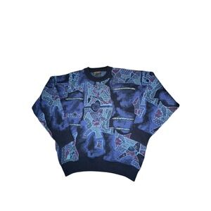 Far Horizons Wool Colorful‎ Knit 90's Coogi Style Sweater Size Large